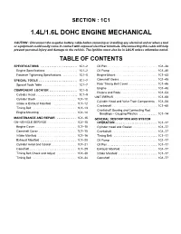 1.4L/1.6L Dohc Engine Mechanical