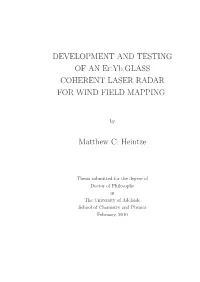 DEVELOPMENT and TESTING of an Er:Yb:GLASS COHERENT LASER RADAR for WIND FIELD MAPPING
