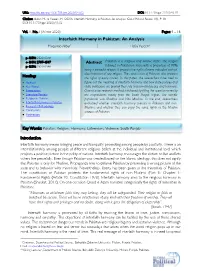 Interfaith Harmony in Pakistan: an Analysis Introduction