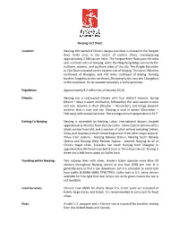 Nanjing Fact Sheet Location: Nanjing, the Capital of China's Jiangsu