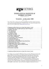 Newsletter – 16 December 2008 ISSN: 1178-9441