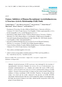 Oximes: Inhibitors of Human Recombinant Acetylcholinesterase