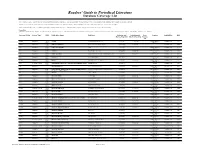 Readers' Guide to Periodical Literature Database Coverage List