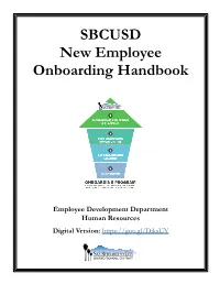 SBCUSD New Employee Onboarding Handbook