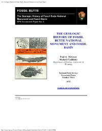 The Geologic History of Fossil Butte National Monument and Fossil Basin