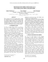 The Music Encoding Initiative As a Document-Encoding Framework