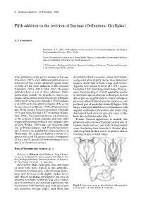 Fifth Addition to the Revision of Itarinae (Orthoptera: Gryllidae)