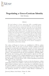 Negotiating a Greco-Corsican Identity Nick Nicholas