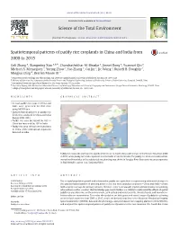 Spatiotemporal Patterns of Paddy Rice Croplands in China and India from 2000 to 2015