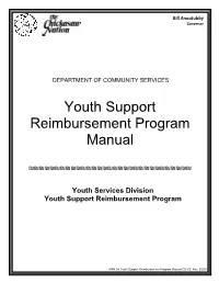 Youth Support Reimbursement Program Manual