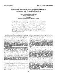 Positive and Negative Affectivity and Their Relation to Anxiety and Depressive Disorders