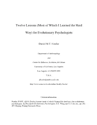 Twelve Lessons (Most of Which I Learned the Hard