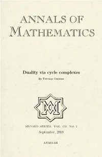 Duality Via Cycle Complexes