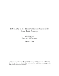 Externality in the Theory of International Trade: Some Basic Concepts