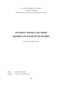 Internet Memes and Their Significance for Myth Studies