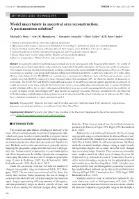 Model Uncertainty in Ancestral Area Reconstruction: a Parsimonious Solution?