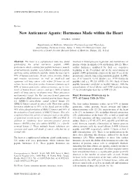 New Anticancer Agents: Hormones Made Within the Heart