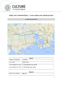 Study Visit in Helsinki-Espoo – Local Context and Cultural Policies