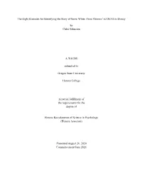 The Eight Elements for Identifying the Story of Snow White: from Grimms' to DEFA to Disney by Chloé Johnston a THESIS Submitt