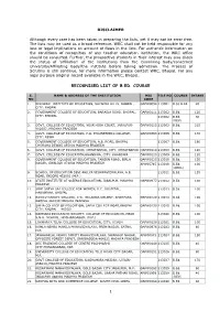 1 Recognised List of B.Ed. Course