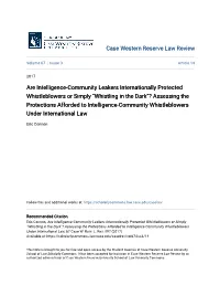 Are Intelligence-Community Leakers Internationally Protected