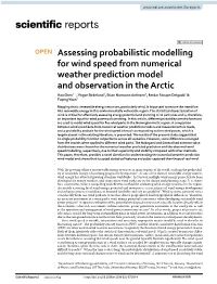 Assessing Probabilistic Modelling for Wind Speed from Numerical Weather Prediction Model and Observation in the Arctic