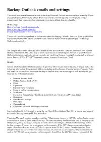 Backup Outlook Emails and Settings