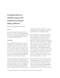 Emerging Patterns in Obsidian Usage in the Southern San Joaquin Valley, California