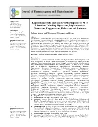 Exploring Globally Used Antiurolithiatic Plants of M to R Families