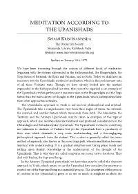 Meditation According to the Upanishads