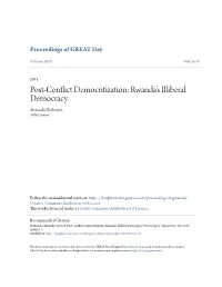 Post-Conflict Democritization: Rwanda's Illiberal Democracy