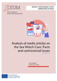 Analysis of Media Articles on the Sea Watch Case: Facts and Controversial Issues SUB-REPORT
