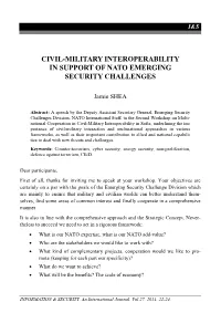 Civil-Military Interoperability in Support of Nato Emerging Security Challenges