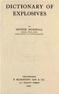 Dictionary of Explosives