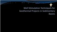 Well Stimulation Techniques for Geothermal Projects In