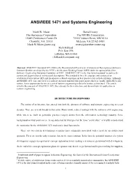 ANSI/IEEE 1471 and Systems Engineering•