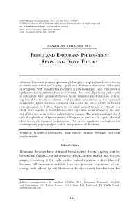 Freud and Epicurean Philosophy: Revisiting Drive Theory