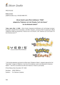 Pokémon Let's Go! Pikachu / Let's Go! Eevee” for the Nintendo Switch™