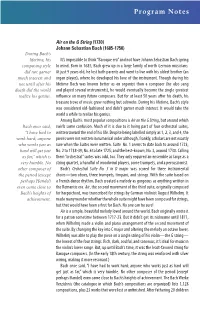 Program Notes