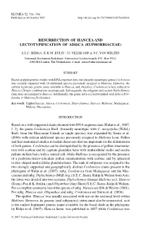 Resurrection of &lt;I&gt;Hancea&lt;/I&gt; and Lectotypification of &lt;I&gt;Adisca&lt;/I
