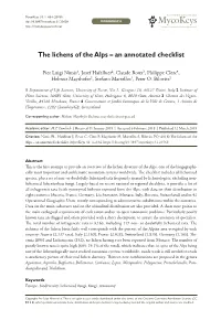 The Lichens of the Alps – an Annotated Checklist