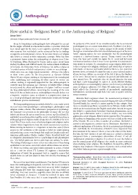 How Useful Is 'Religious Belief' in the Anthropology of Religion?