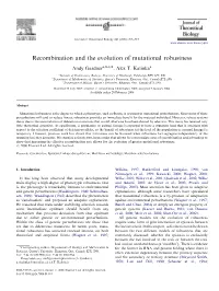 Recombination and the Evolution of Mutational Robustness
