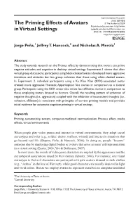 The Priming Effects of Avatars in Virtual Settings