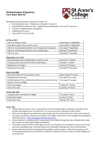 Visiting Students Programme Term Dates 2021-22