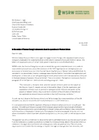 WSRW Sent Kosmos Energy a Letter with a Number of Questions