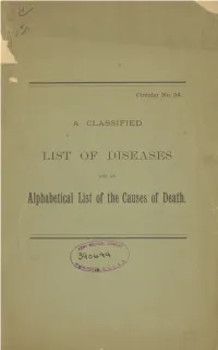 A Classified List of Diseases and an Alphabetical List of the Causes of Death