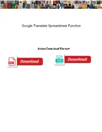 Google Translate Spreadsheet Function