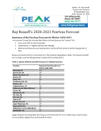 Raysweather.Com 2020-2021 Winter Fearless Forecast