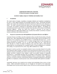 SHAREHOLDER DERIVATIVE LITIGATION a Primer for Insurance Coverage Counsel